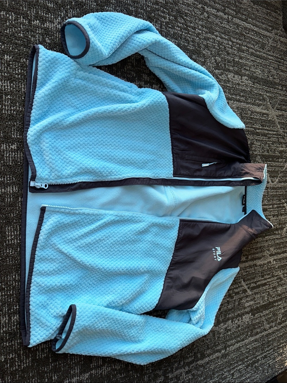 FILA Light Blue and Dark Gray Womens Fleece Jacket